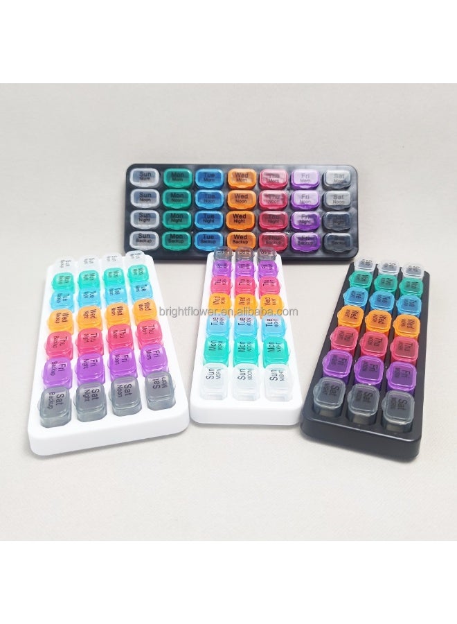 منظم حبوب أسبوعي مع أقسام يومية قابلة للإزالة مقسمة إلى ثلاثة أقسام زمنية، تصميم محمول للاستخدام اليومي والسفر والتخزين السهل - Image 4